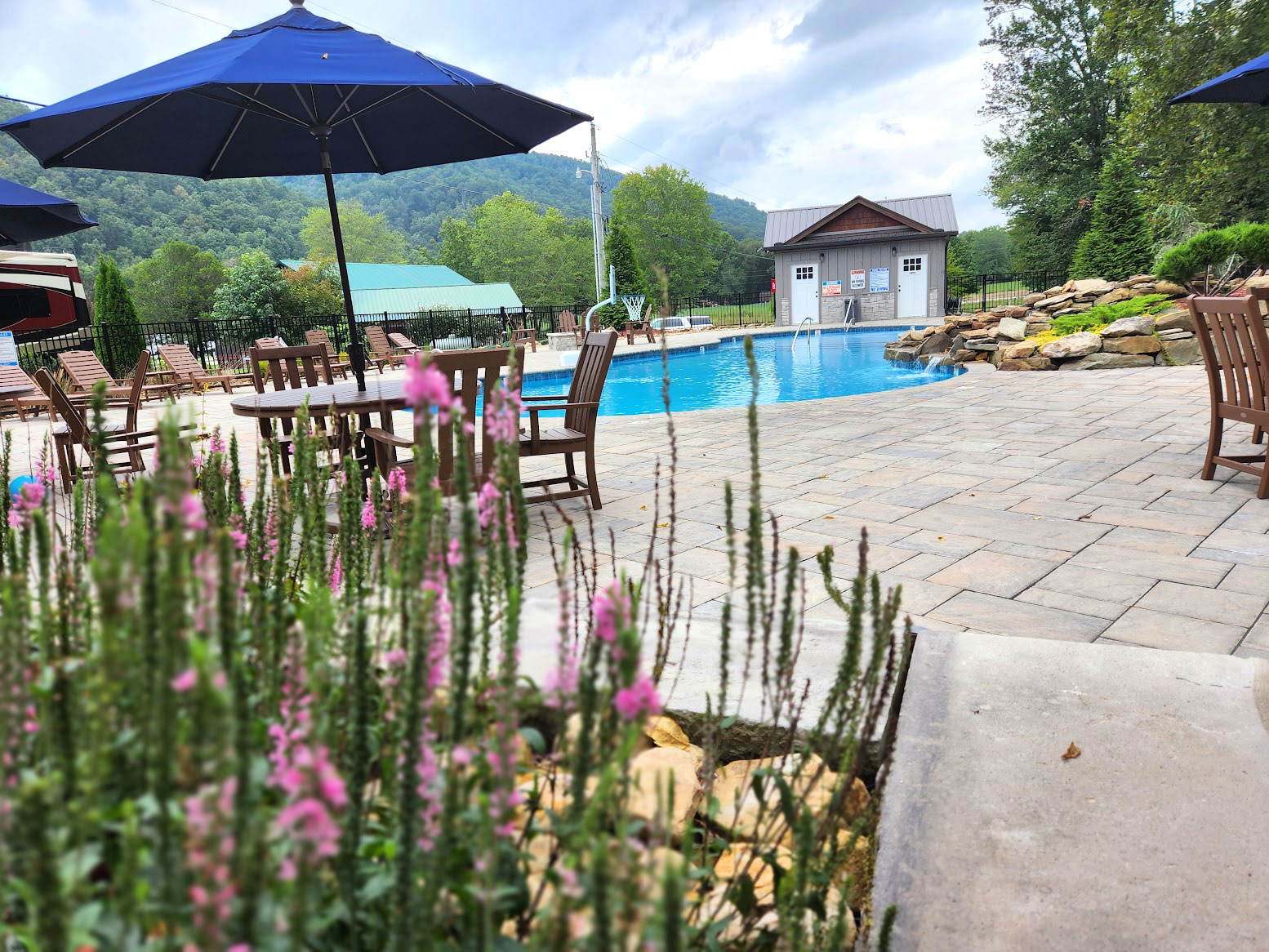Resort pool and pool house